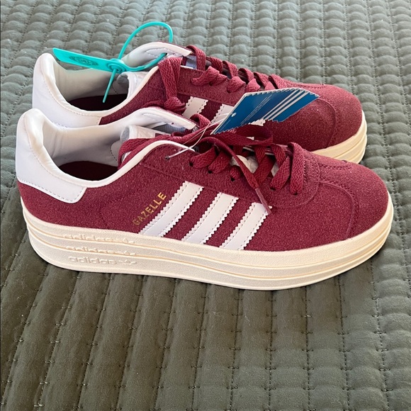 Women’s Adidas Gazelle Maroon Platform Sneakers - Picture 3 of 5